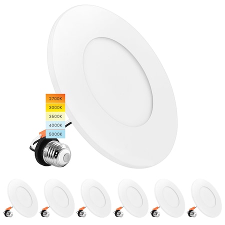 Luxrite 3-4 Inch LED Flush Mount & Recessed Light 5CCT 7.5W 650LM Dimmable J-Box or 4 Recessed Can, 6PK LR24980-6PK